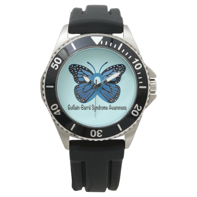 Guillain-Barre Syndrome Butterfly Awareness Ribbon Watch (Front)