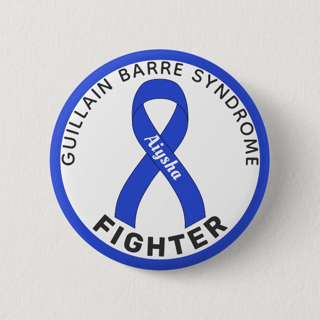 Guillain Barre Syndrome Fighter Ribbon White 6 Cm Round Badge (Front)