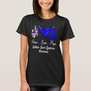 Guillain Barre Syndrome GBS Peace Love Hope Blue R T-Shirt