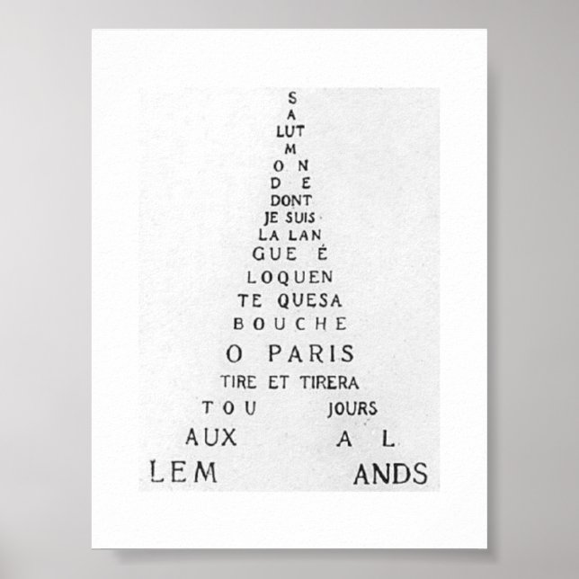 Guillaume Apollinaire, Eiffel Calligramme Poster (Front)