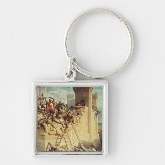 Guillaume de Clermont defending Ptolemais Key Ring (Front)