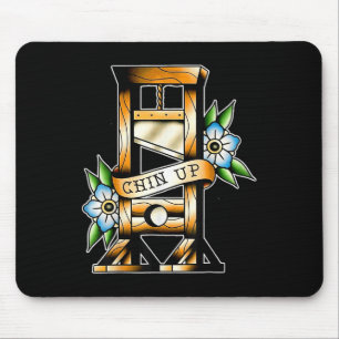 Guillotine Traditional Tattoo Funny Chin Up Sarcas Mouse Mat