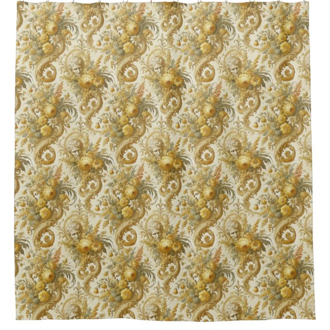 Guilt of Gold – Baroque Floral Gothic  Shower Curtain (Front)