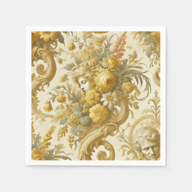 Guilt of Gold – Baroque Floral  Napkin (Front)