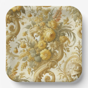 Guilt of Gold – Baroque Floral  Paper Plate