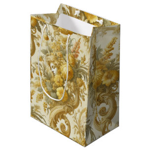 Guilt of Gold – Baroque Floral Pillow Medium Gift Bag