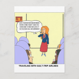 Guilt Trip Airlines Funny Carrtoon Gifts & Tees Postcard