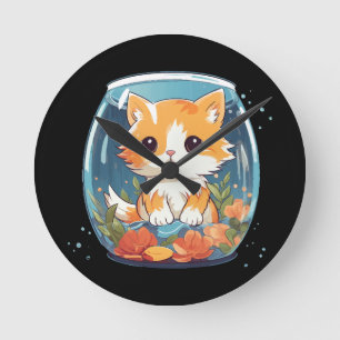 Guilty Kitty Round Clock