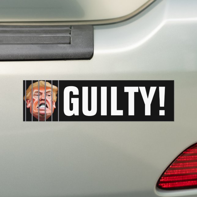 Guilty! Lock Him Up - Anti President Trump Bumper Sticker (On Car)