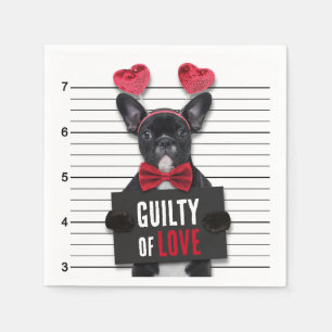 Guilty Love Dog Mugshot Funny Valentine's Day Napkin