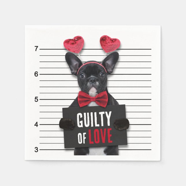 Guilty Love Dog Mugshot Funny Valentine's Day Napkin (Front)