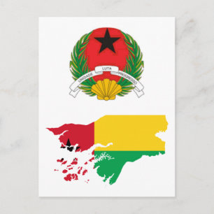 Guiné-Bissau Flag Map GW Postcard