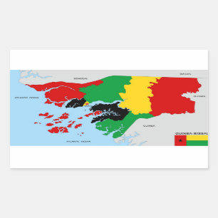 guinea bissau country political map flag rectangular sticker