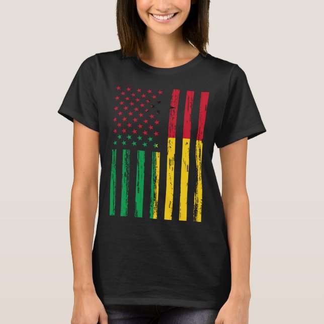 Guinea Bissau Flag America US DNA  for Guinea Biss T-Shirt (Front)