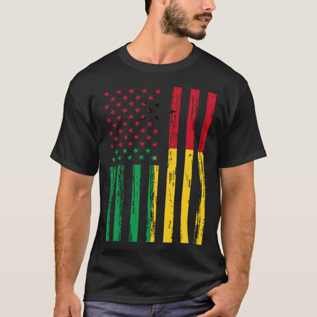 Guinea Bissau Flag America US DNA  for Guinea Biss T-Shirt (Front)