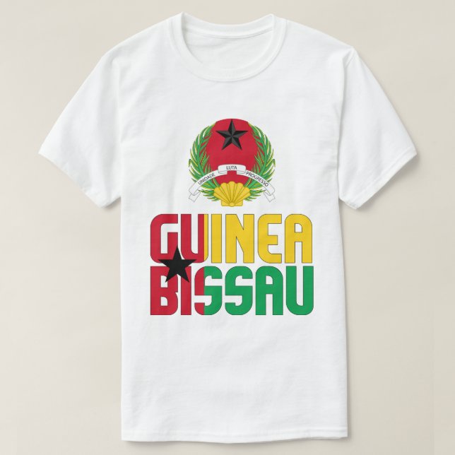 Guinea-Bissau Flag and Coat Of Arms Patriotic T-Shirt (Design Front)