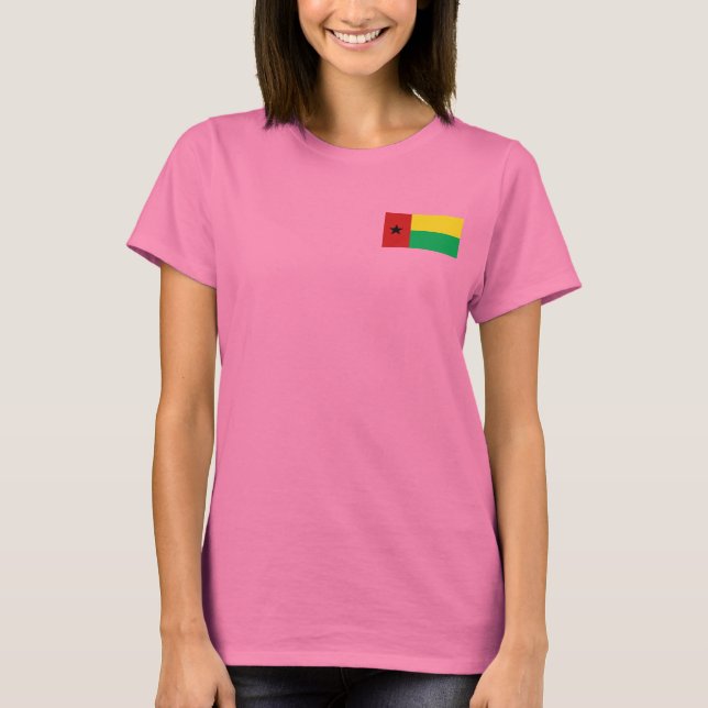 Guinea-Bissau Flag and Map dk T-Shirt (Front)