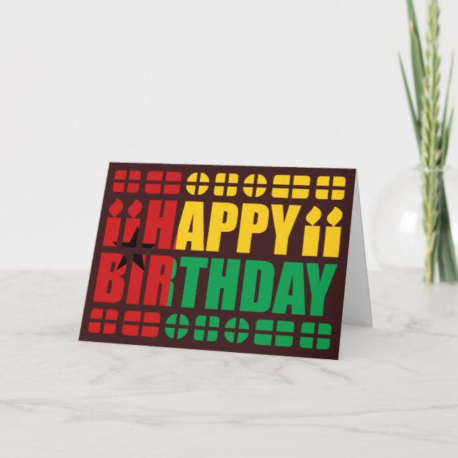 Guinea-Bissau Flag Birthday Card (Front)