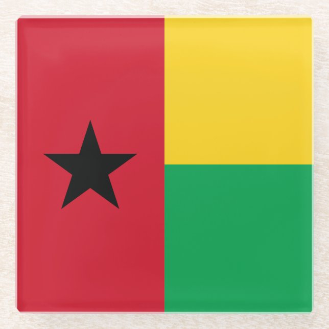 Guinea Bissau Flag Glass Coaster (Front)