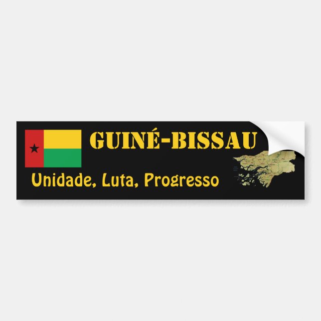 Guinea-Bissau Flag + Map Bumper Sticker (Front)