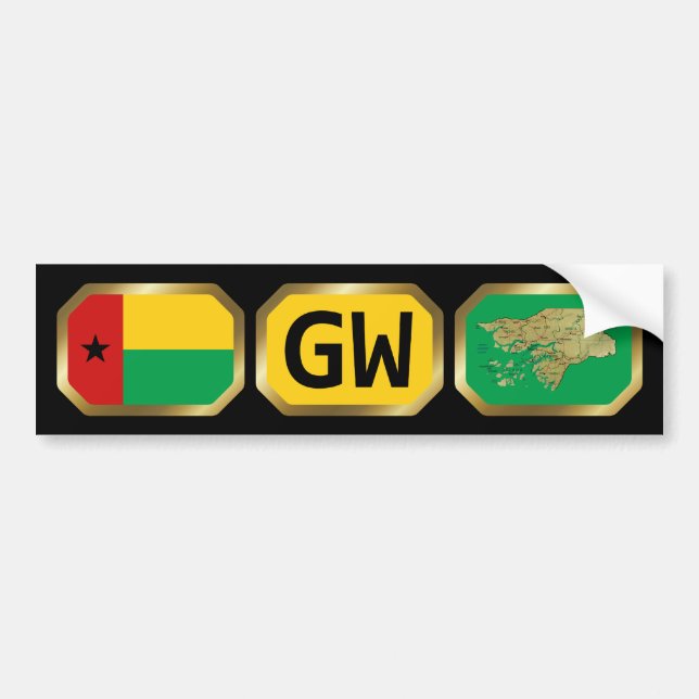 Guinea-Bissau Flag Map Code Bumper Sticker (Front)