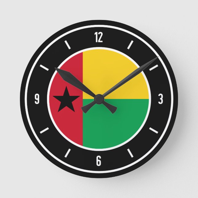 Guinea-Bissau Flag Round Clock (Front)