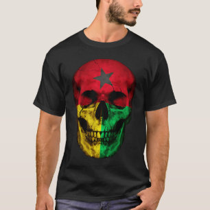 Guinea Bissau Flag Skull Bissau Guinean Root Proud T-Shirt