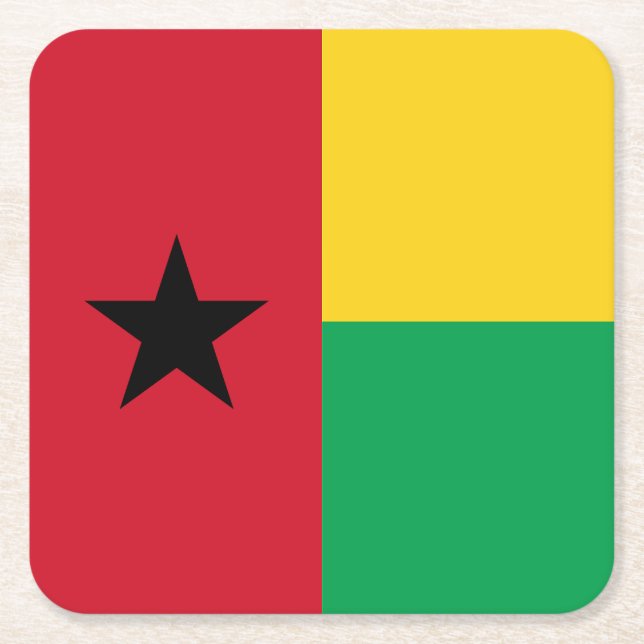 Guinea Bissau Flag Square Paper Coaster (Front)