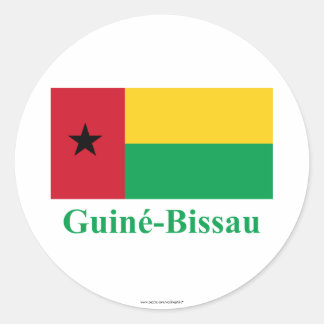 Guinea-Bissau Flag with Name in Portuguese Classic Round Sticker