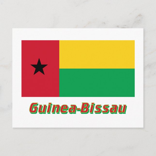 Guinea-Bissau Flag with Name Postcard (Front)