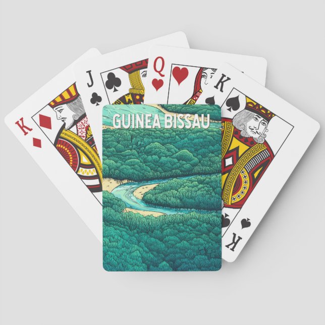 Guinea Bissau Illustration Travel Art Vintage Playing Cards (Back)
