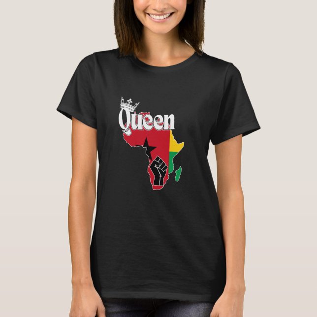 Guinea Bissau Queen With Guinean Flag In Africa Ma T-Shirt (Front)