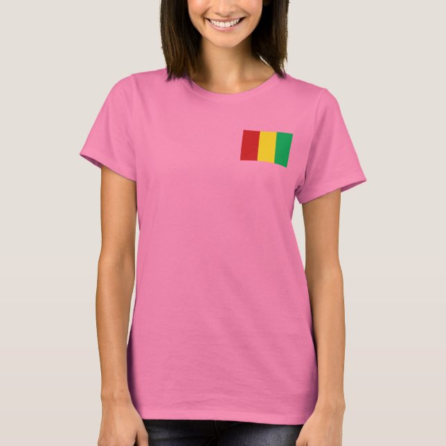 Guinea-Conakry Flag and Map dk T-Shirt (Front)