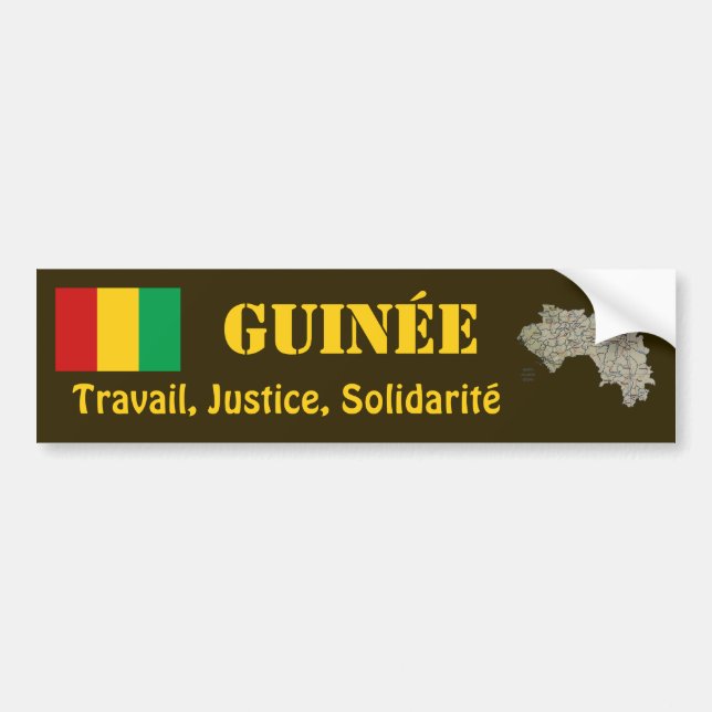 Guinea-Conakry Flag + Map Bumper Sticker (Front)