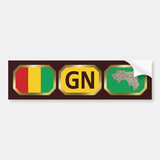 Guinea-Conakry Flag Map Code Bumper Sticker (Front)