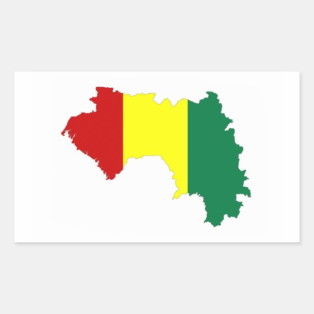guinea country flag map shape silhouette symbol rectangular sticker (Front)