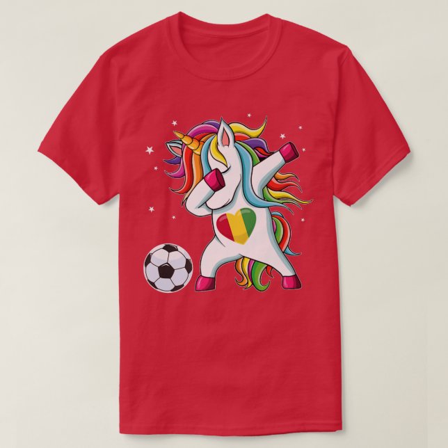 Guinea Dabbing Soccer Unicorn Guyanese Fan  T-Shirt (Design Front)