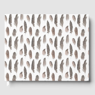 Guinea Farm Bird Feather Pattern Guest Book