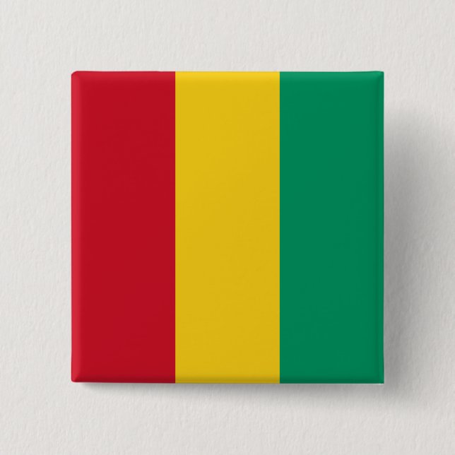 Guinea Flag 15 Cm Square Badge (Front)