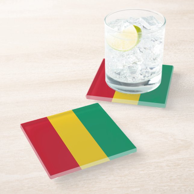 Guinea flag glass coaster (Angled)