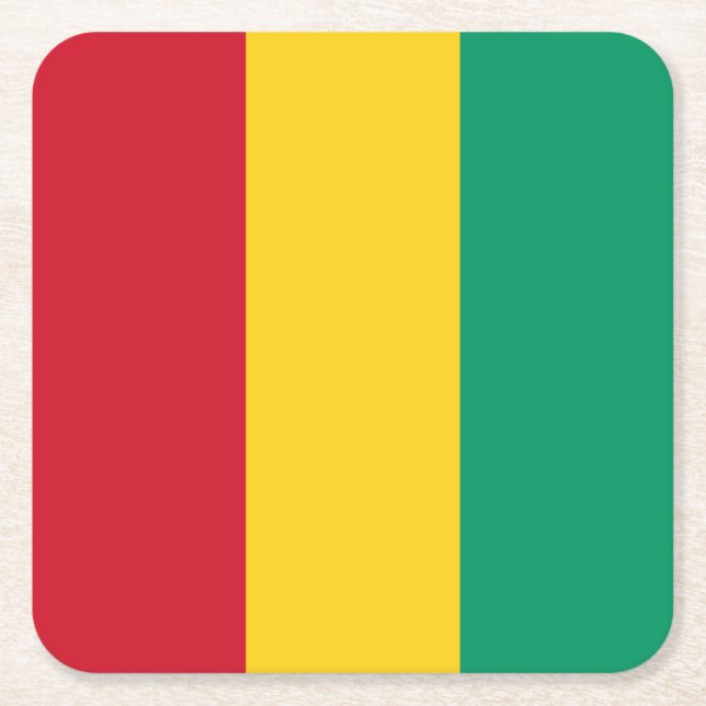 Guinea Flag Square Paper Coaster (Front)