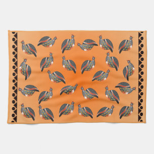 GUINEA FOWL 35 ALL OVER PRINT AND BORDERS TEA TOWEL