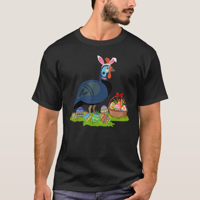 Guinea Fowl Bird Easter Egg Hunting Bunny Guinea F T-Shirt (Front)