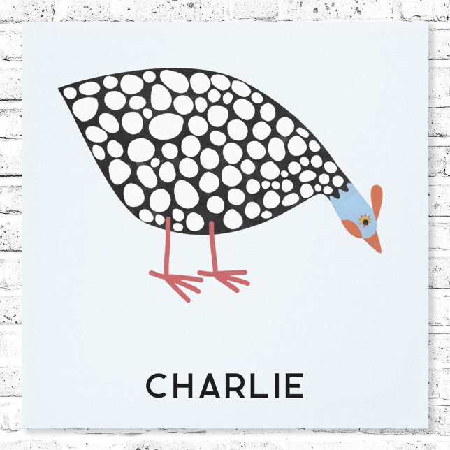 Guinea Fowl Bird Personalised Canvas Print (Personalized Guinea Fowl fun canvas wall art)