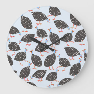 Guinea Fowl Blue Pattern Large Clock
