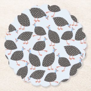 Guinea Fowl Blue Pattern Paper Coaster
