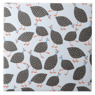 Guinea Fowl Blue Pattern Tile