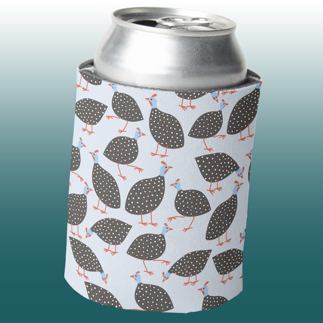 Guinea Fowl Cute Bird Pattern Can Cooler (Fun Guineafowl pattern can cooler)