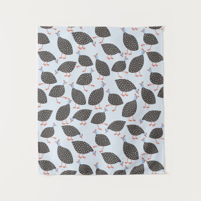 Guinea Fowl Cute Bird Pattern Tapestry (Front)