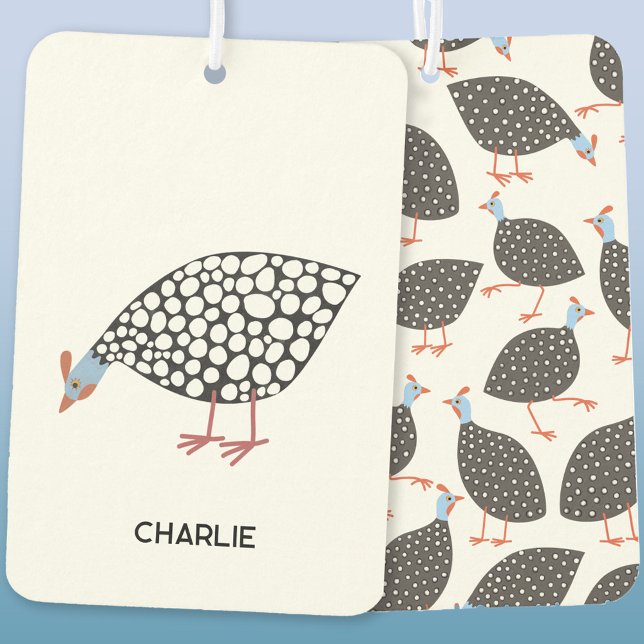 Guinea Fowl Fun Personalised Car Air Freshener (Fun Guineafowl personalized car or vehicle air freshener)